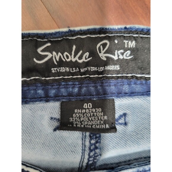 Smoke Rise Men’s Blue Acid Wash Tie Dye Jean Shorts - 40(Inseam 13") - Picture 2 of 8